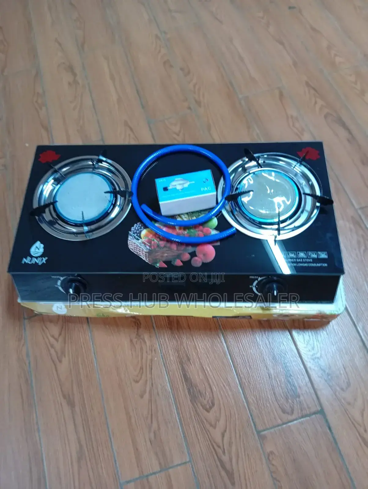 Nunix 2-Burner Tempered Glass Table Top Gas Stove.