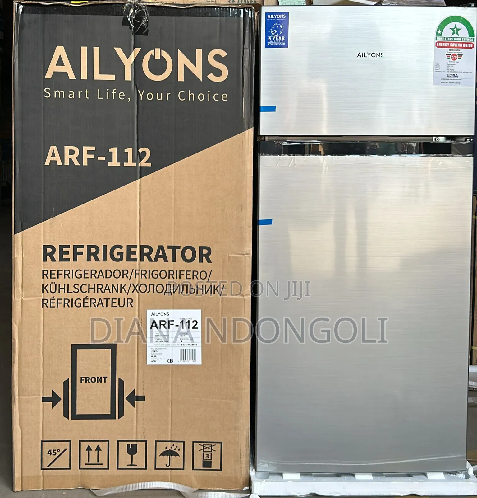 *Ailyons Double Door Fridge* * at 112litres 
*Model Arf-112*