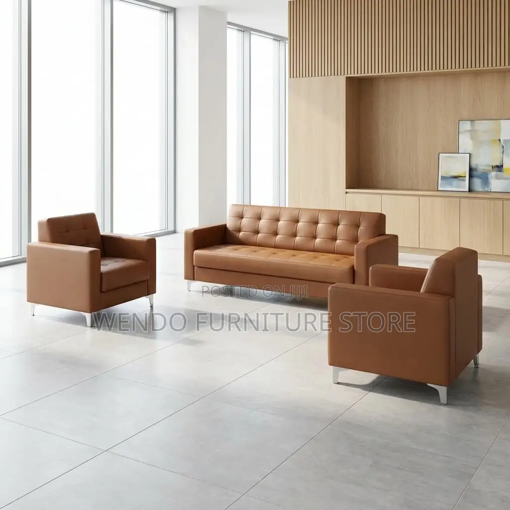 Office Sofa : 5 Seater Modern Brown Executive Office Sofa