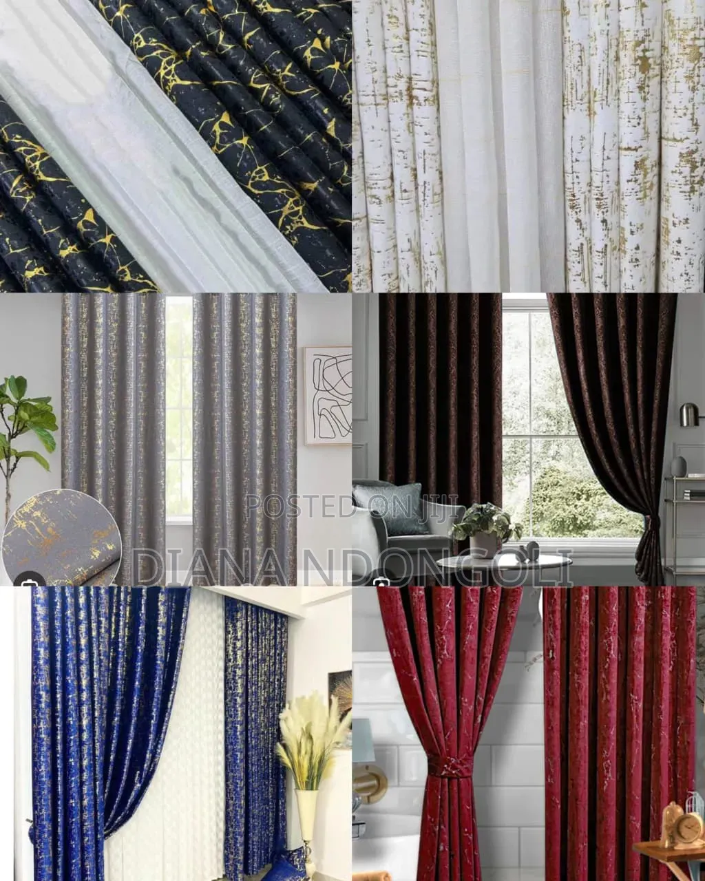 *3 Pc Velvet Curtains(Marble Effect)*
 2 Curtains 1.5 M Each