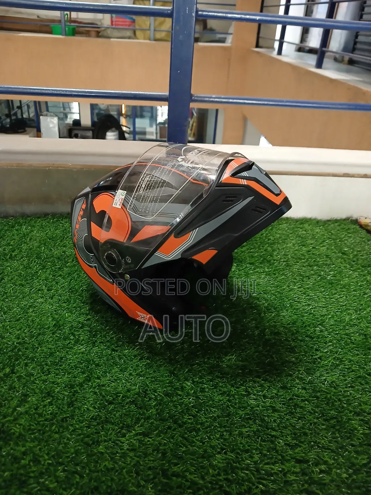 Aaron Black Orange Flip Up Motorcycle Helmet Full Face Modular Helmet