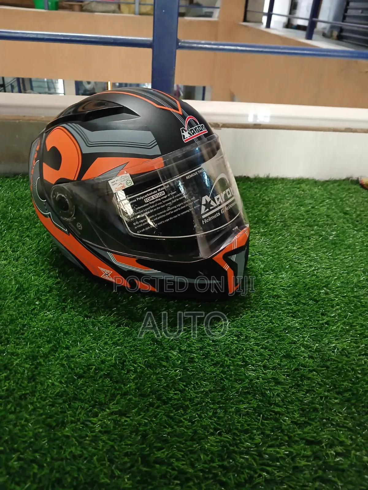 Aaron Black Orange Flip Up Motorcycle Helmet Full Face Modular Helmet