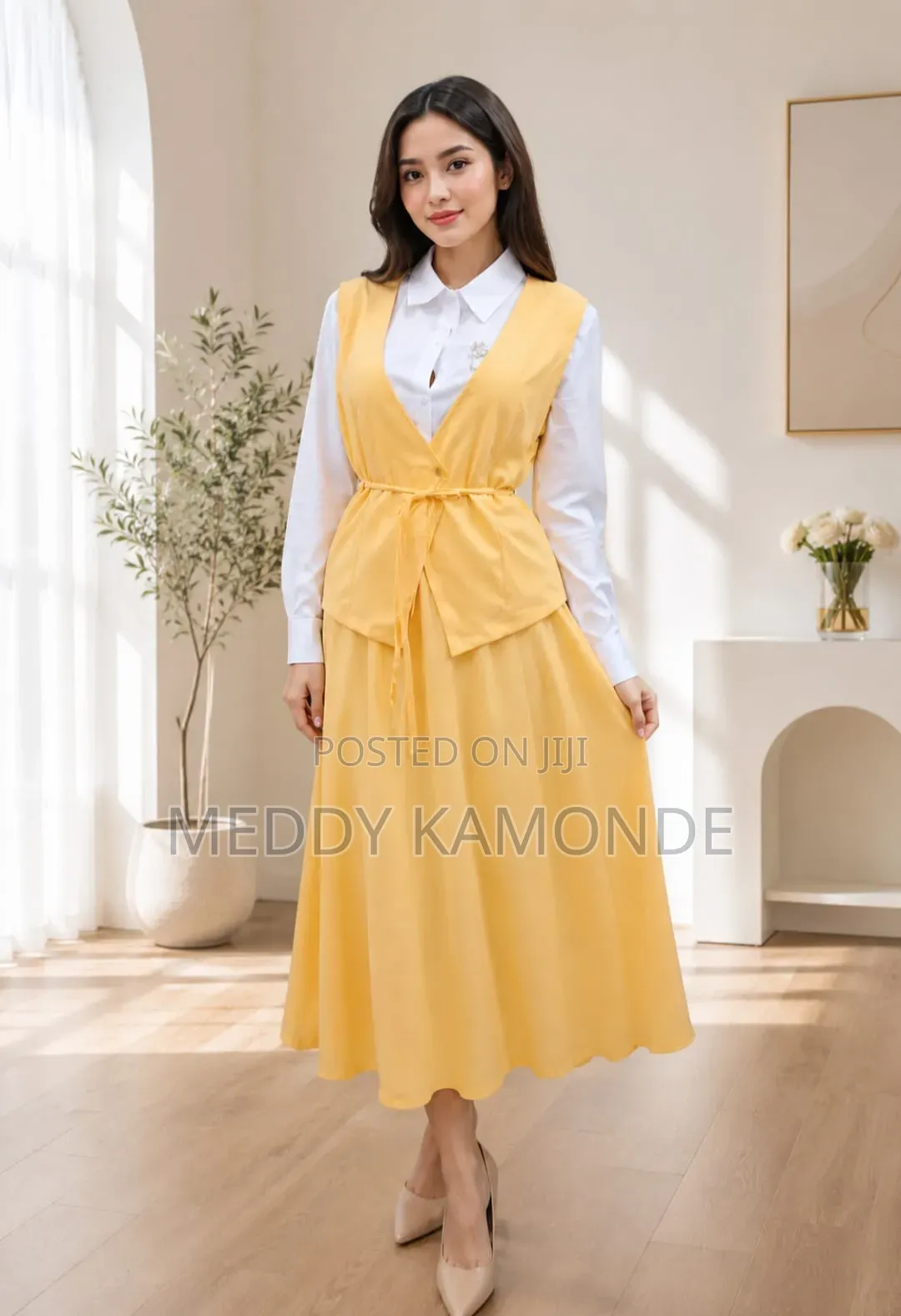 Yellow Muslim Skirt Suit Set