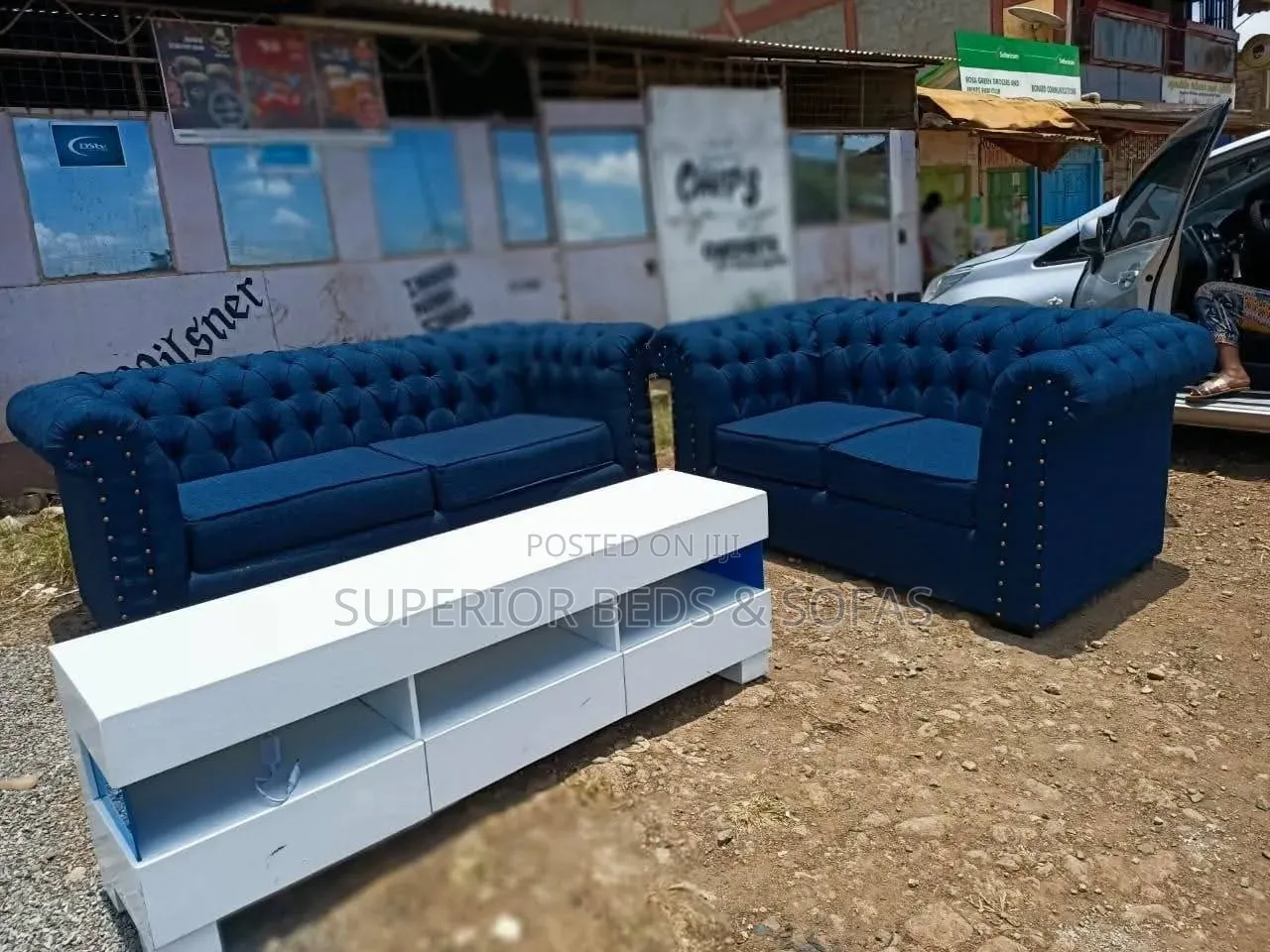 Trending Blue Chester Sofa 3 + 2 Seater