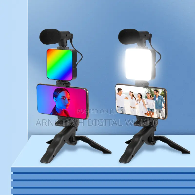 Ay-49 Rgb Vlogging Kit With Mic Tripod Remote