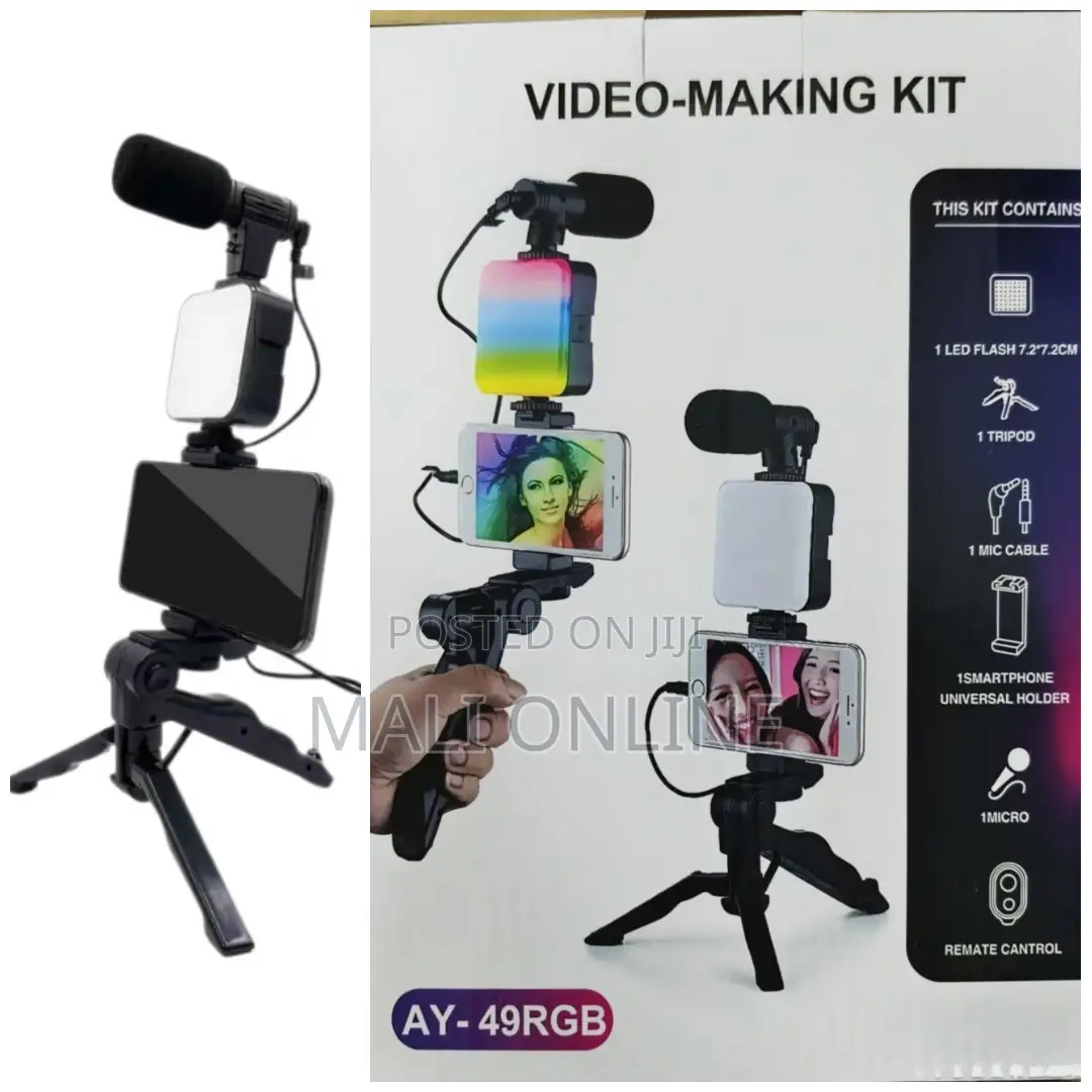 Smartphone Vlogging Ay 4g Kit Tripod Led Fill Light Mic Phone Holder