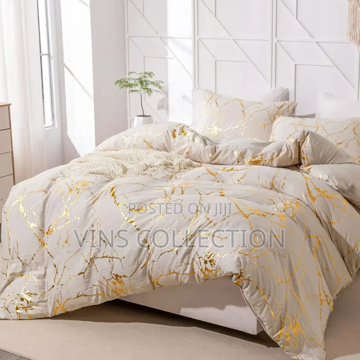 Luxury Gold Marble Texture Foil Style Duvet Cover Set