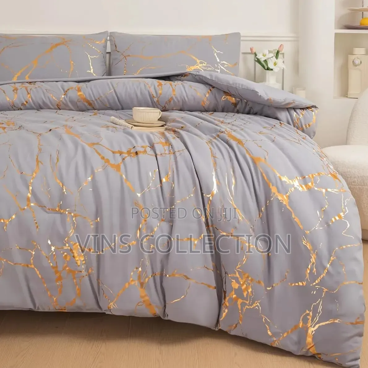 Luxury Gold Marble Texture Foil Style Duvet Cover Set