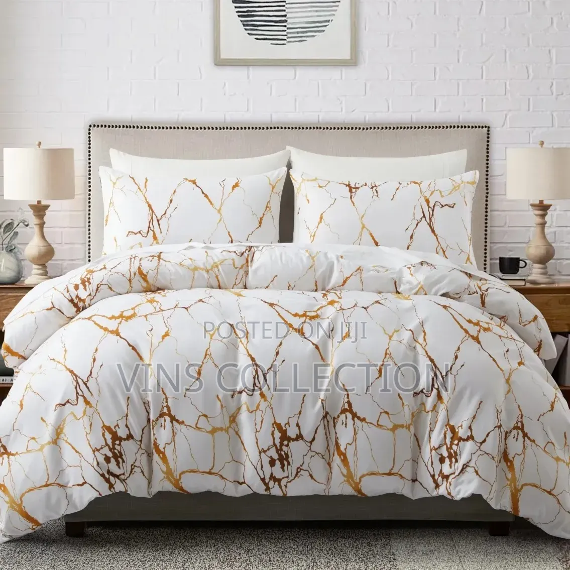 Luxury Gold Marble Texture Foil Style Duvet Cover Set
