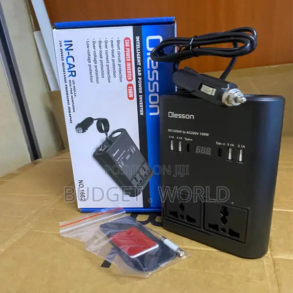 Olesson 150w Car Adapter Inverter – Portable Fast Charging Power Stati