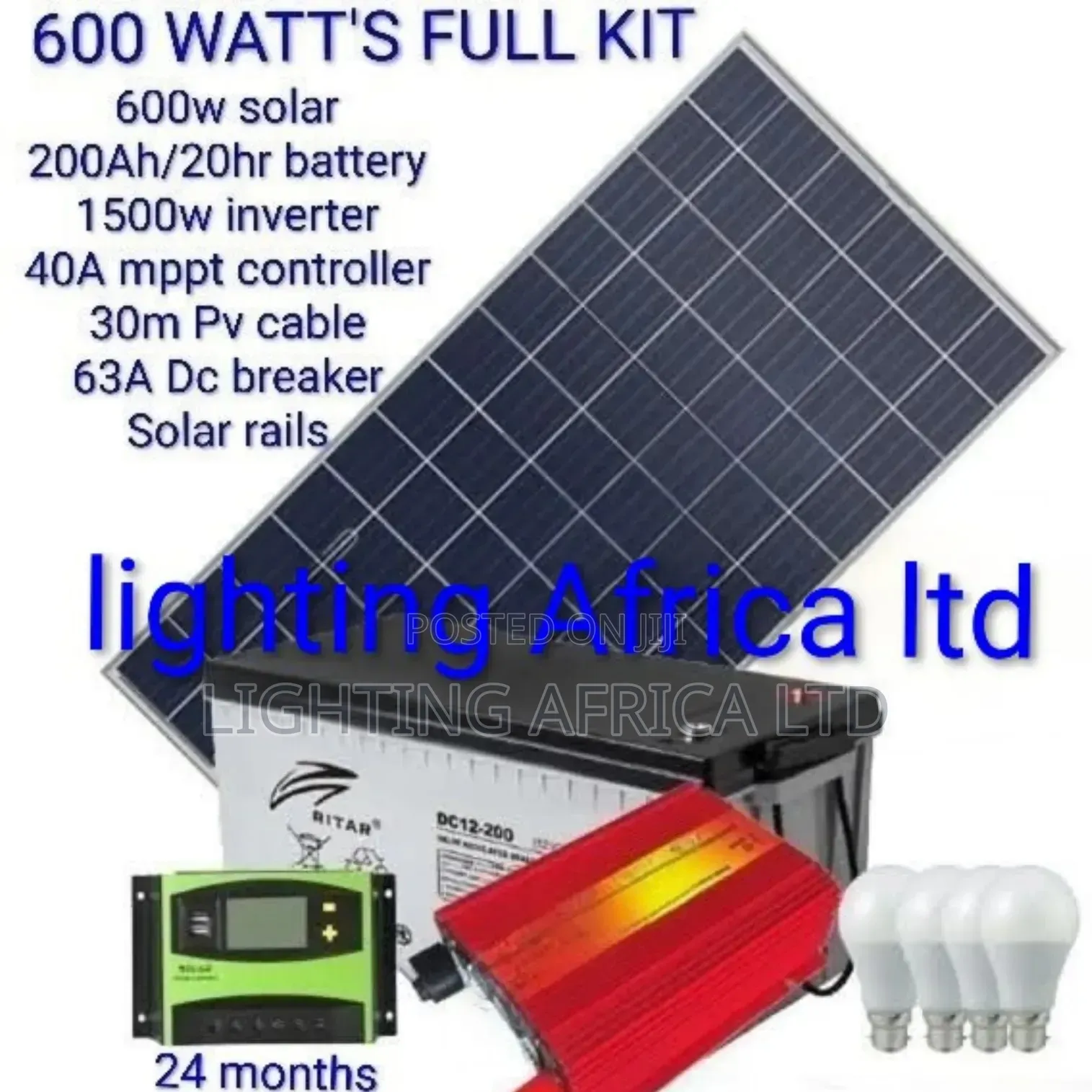 Off-Grid 600w Solar - 200ah Battery - 1500w Inverter - 40a Controller