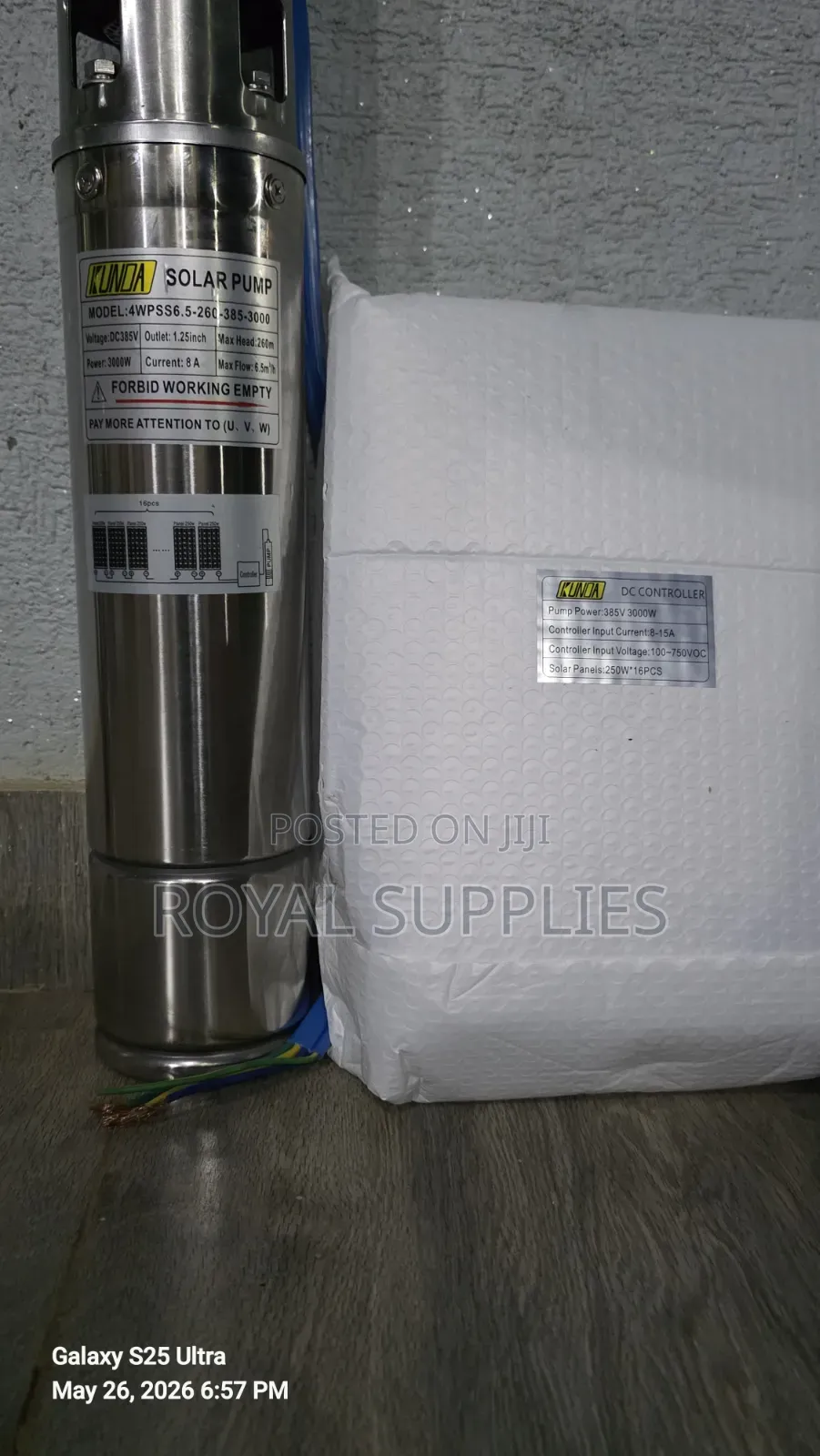 260m Solar Submersible Water Pump 6.5m3
