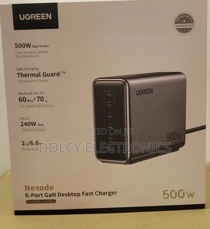 U Green 500w 6 Port Gan Desktop Fast Charger