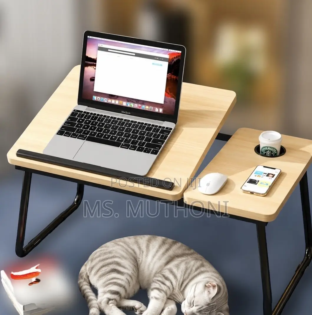 Practical Foldable Laptop / Breakfast Table With a Built-in Cup Slot