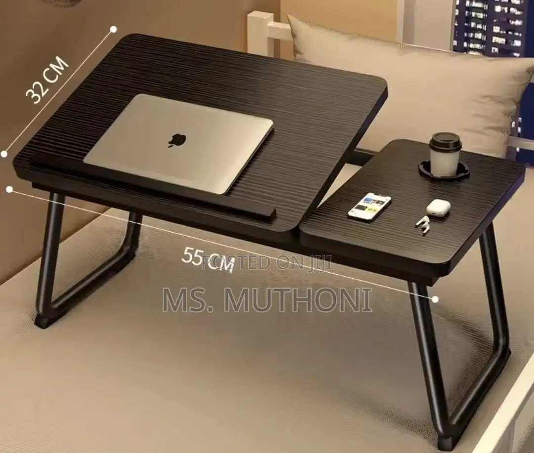 Practical Foldable Laptop / Breakfast Table With a Built-in Cup Slot