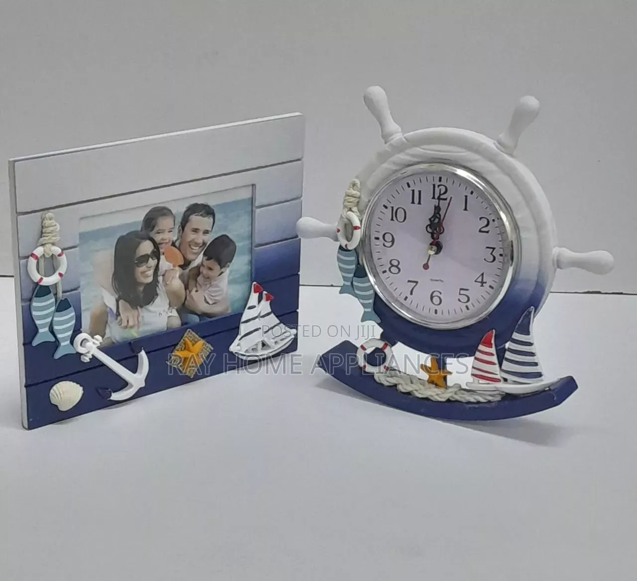 Wooden Photo Frame + Swing Clock Ornament Style Desktop Holder 2 in 1