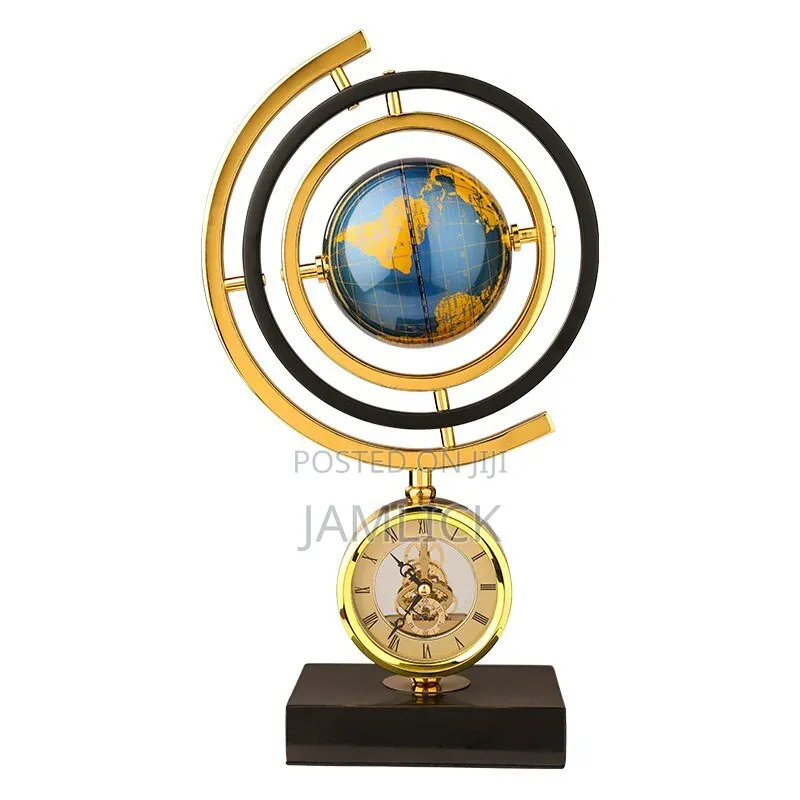 Gold Clock Globe With Marble Base - Gh