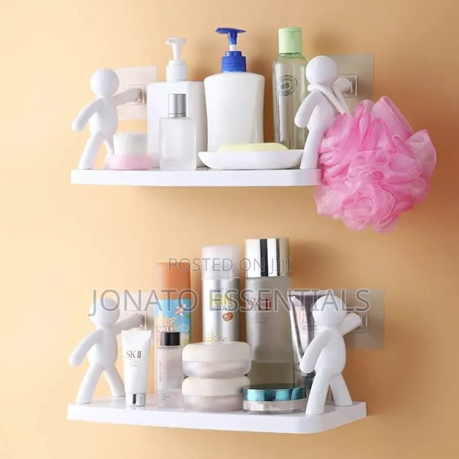 Bathroom Wall Organizer Shelf Adhesive Toothbrush Holder Rack