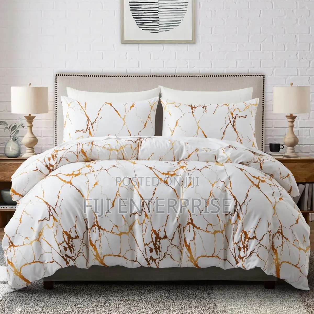 Luxury Gold Marble Foil Texture Duvet Cover Set – 6×6 6×7 | Cotton