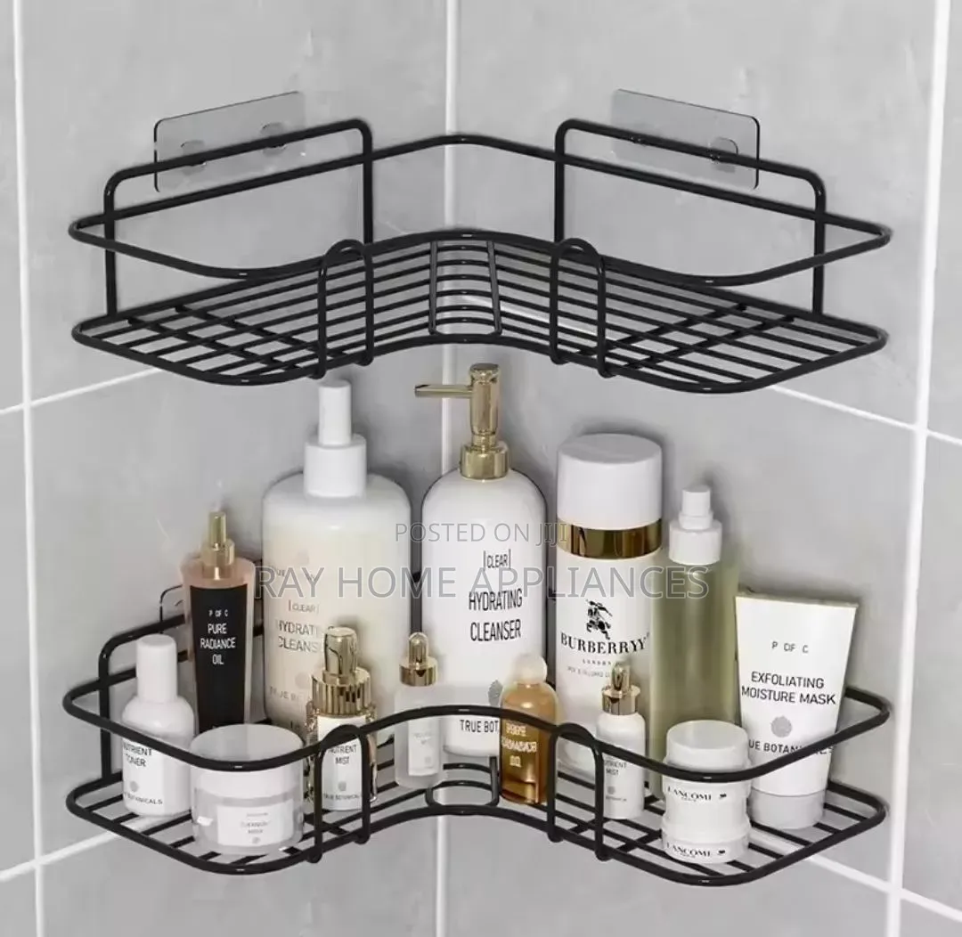 Triangular Storage Corner Shelves Material: Metallic Black in Colour