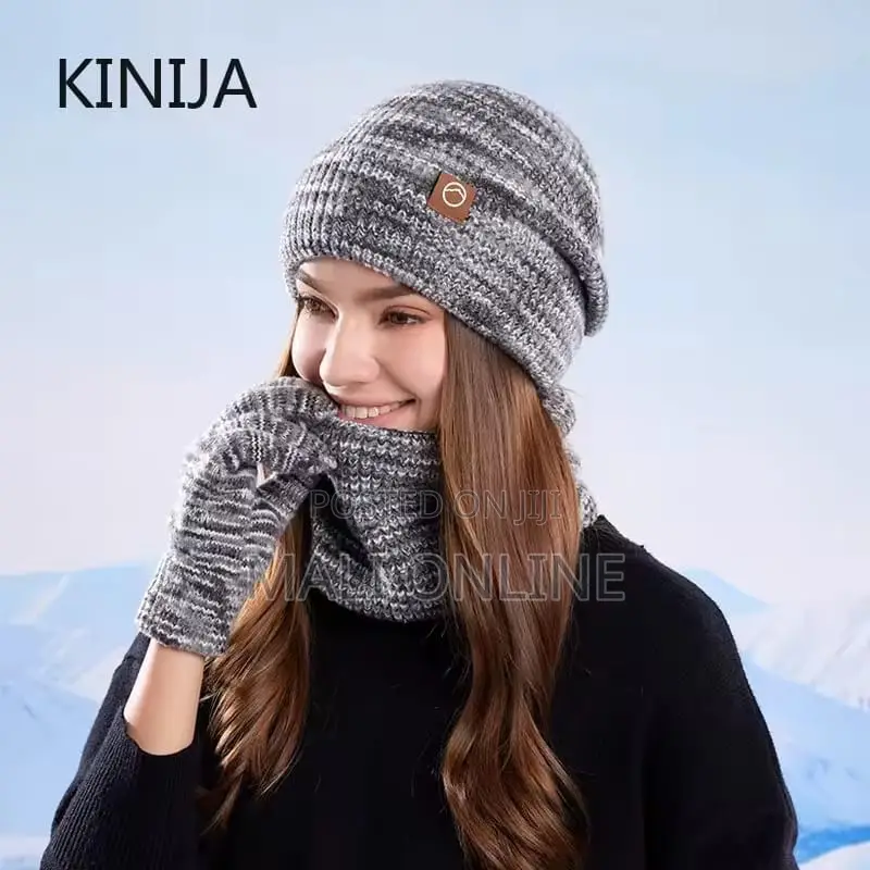 3pcs Winter Hat Scarf Gloves Set Thermal Ski Cycling Outdoor Cold
