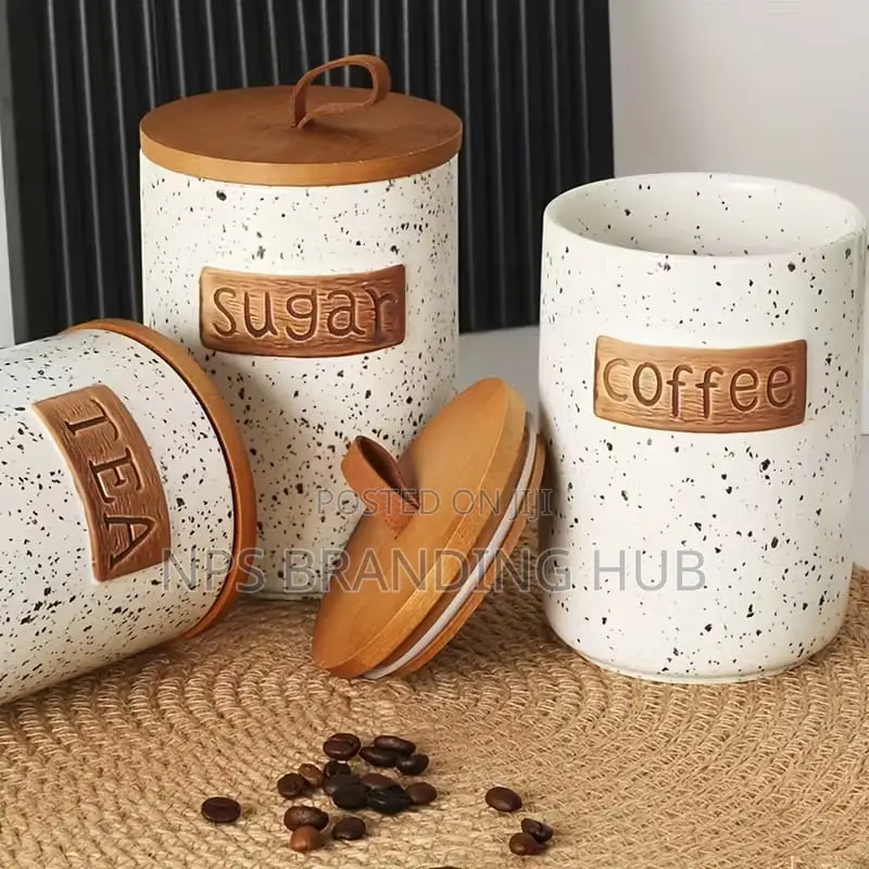 800ml Coffee Bean Container White Black Dot Smooth Ceramic Sealed Jar