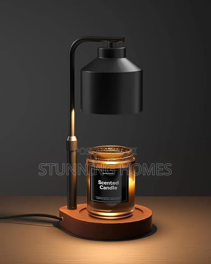 Electric Candle Warmer With A Wooden Base