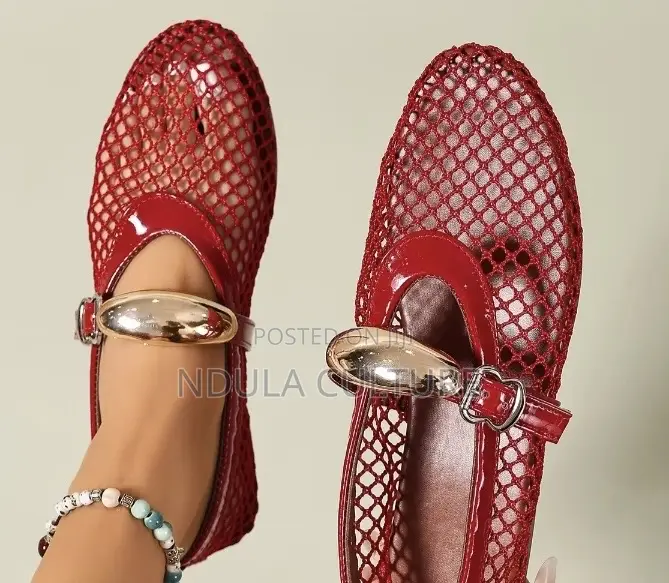 Red Mesh Ballet Fashion Shoes