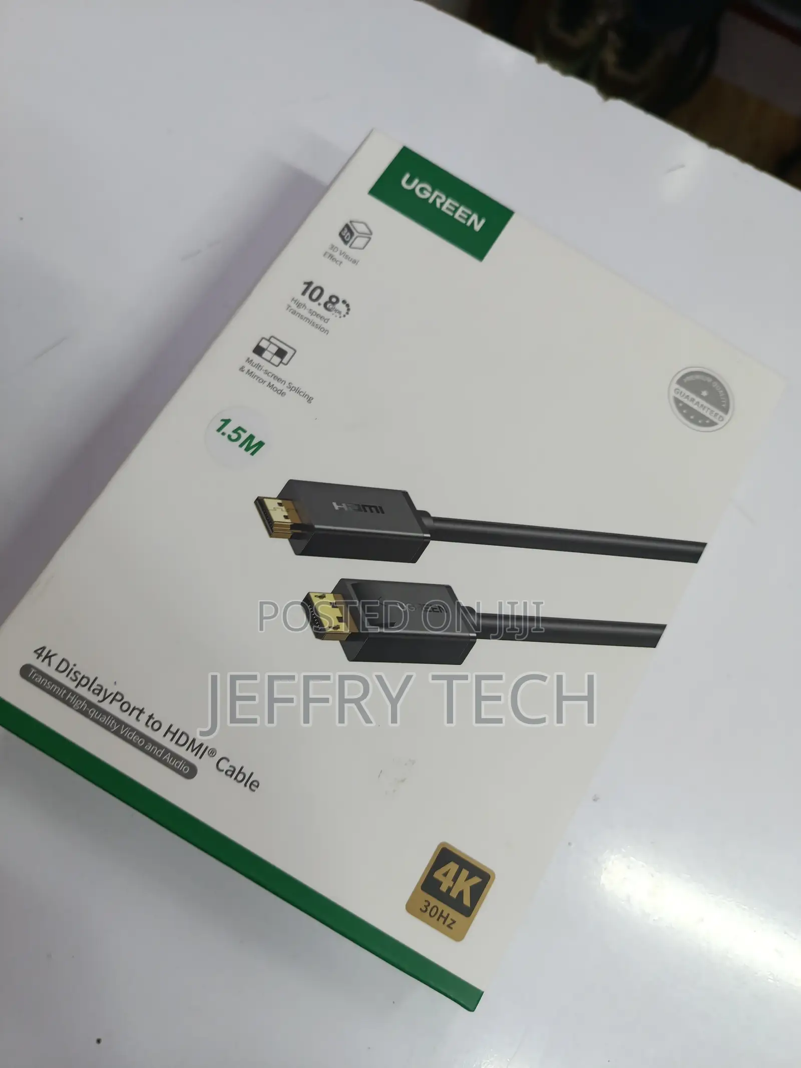 Ugreen Dp101 Displayport to Hdmi Cable 2m - Male to Male, Pvc, Blac