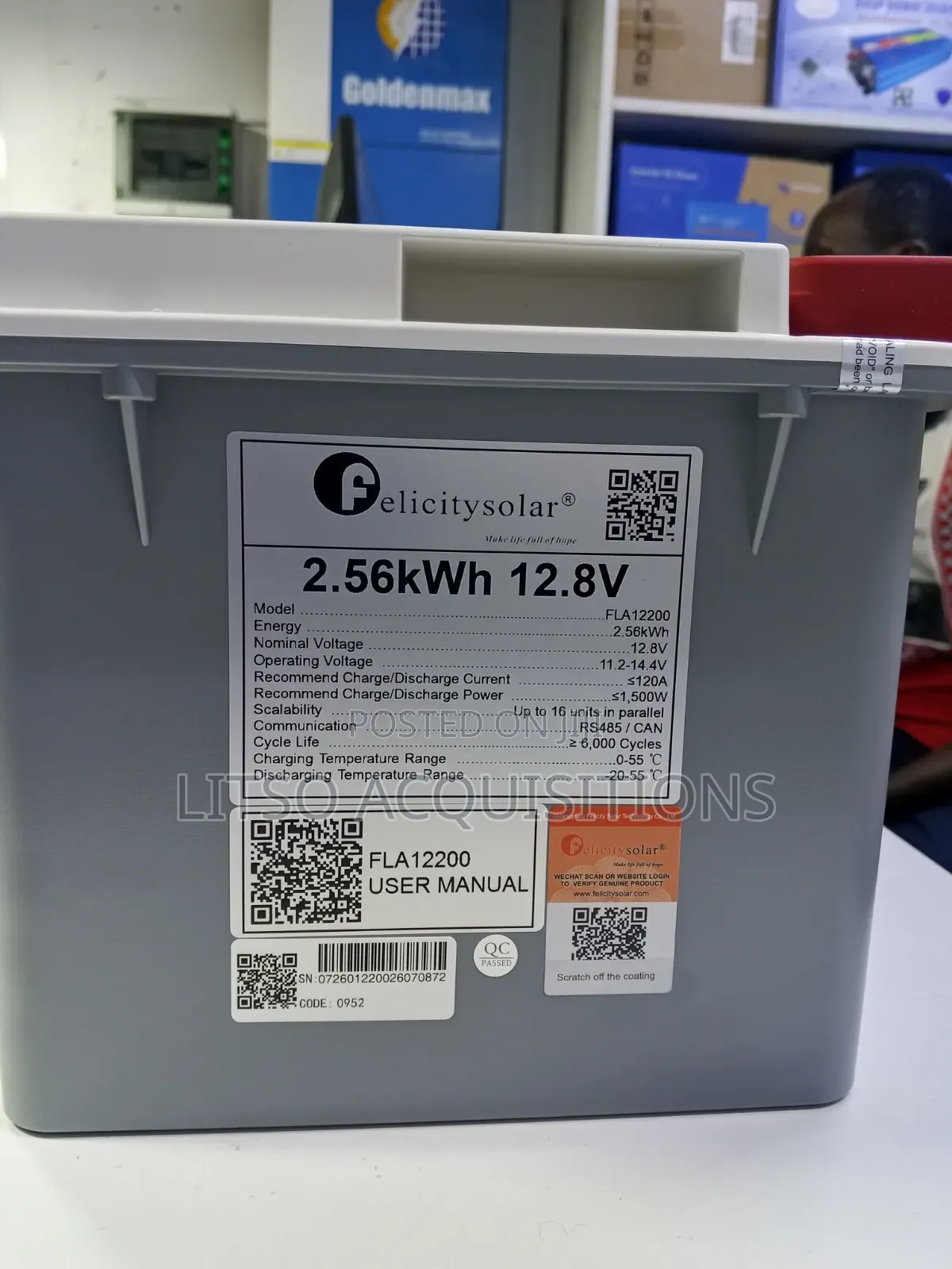 Felicity Solar 12v 200ah Lithium Iron Phosphate (Lifepo4) Battery.