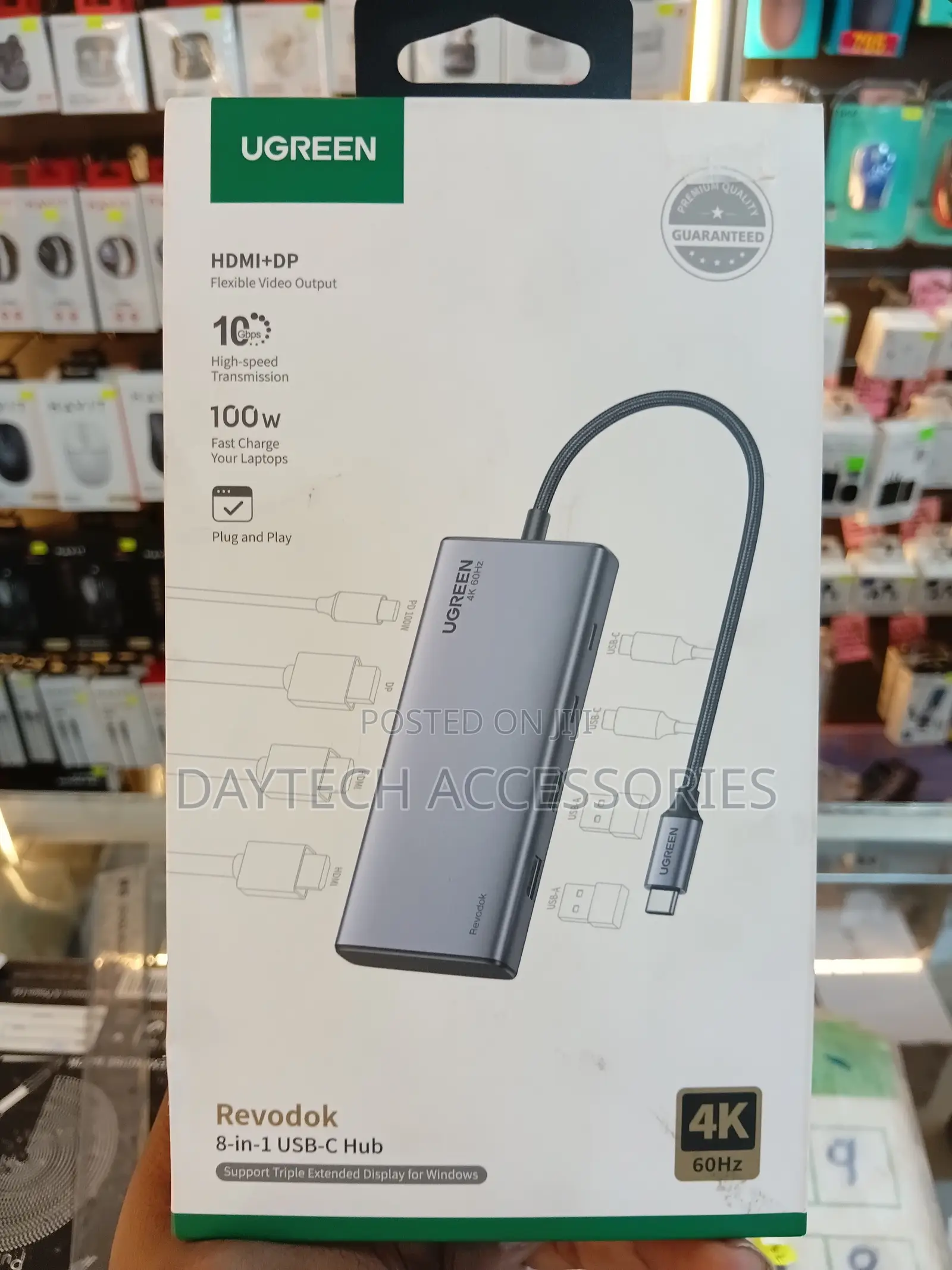 Ugreen Revodok 8-in-1 Usb-C Hub 4k60hz 10gbps Pd100w (Ug-Cm639-35625)