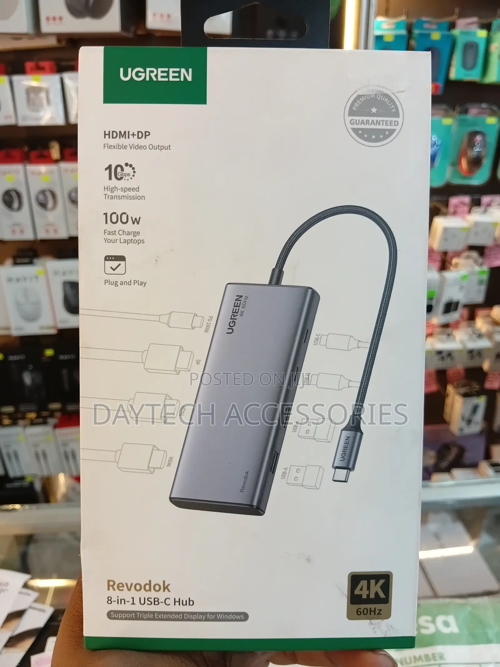 Ugreen Revodok 8-in-1 Usb-C Hub 4k60hz 10gbps Pd100w (Ug-Cm639-35625)