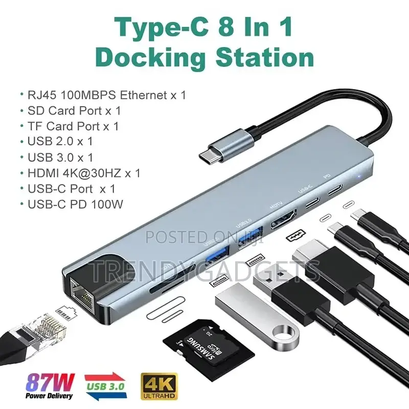 Usb-C Multiport Hub Hdmi Ethernet Usb 3.0 Dock