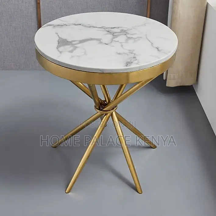 Marble Table: Elegant Marble and Metal Round End Table