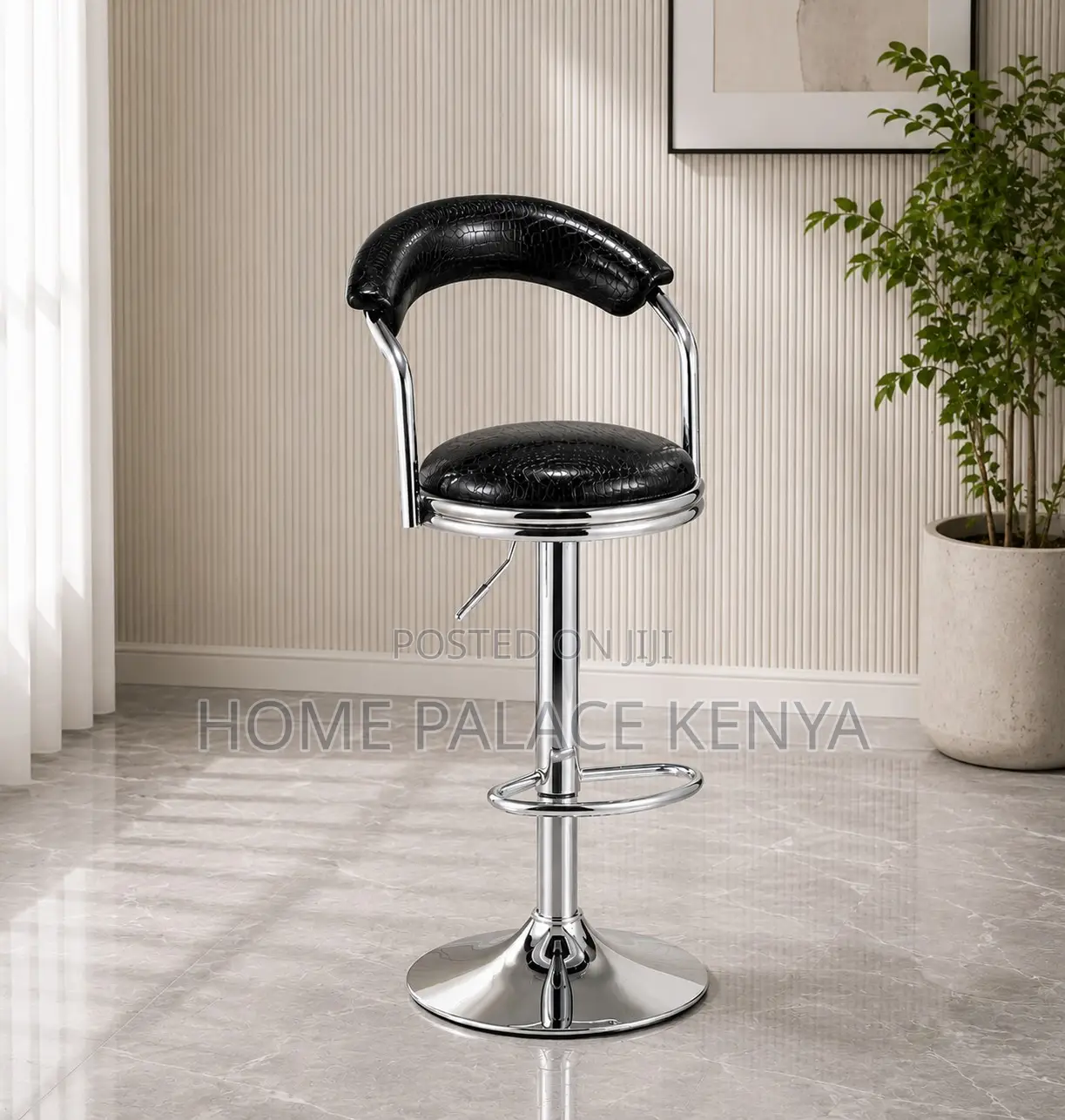 Counter Stool: Antique Swivel Leather Bar Stool With Chrome Legs