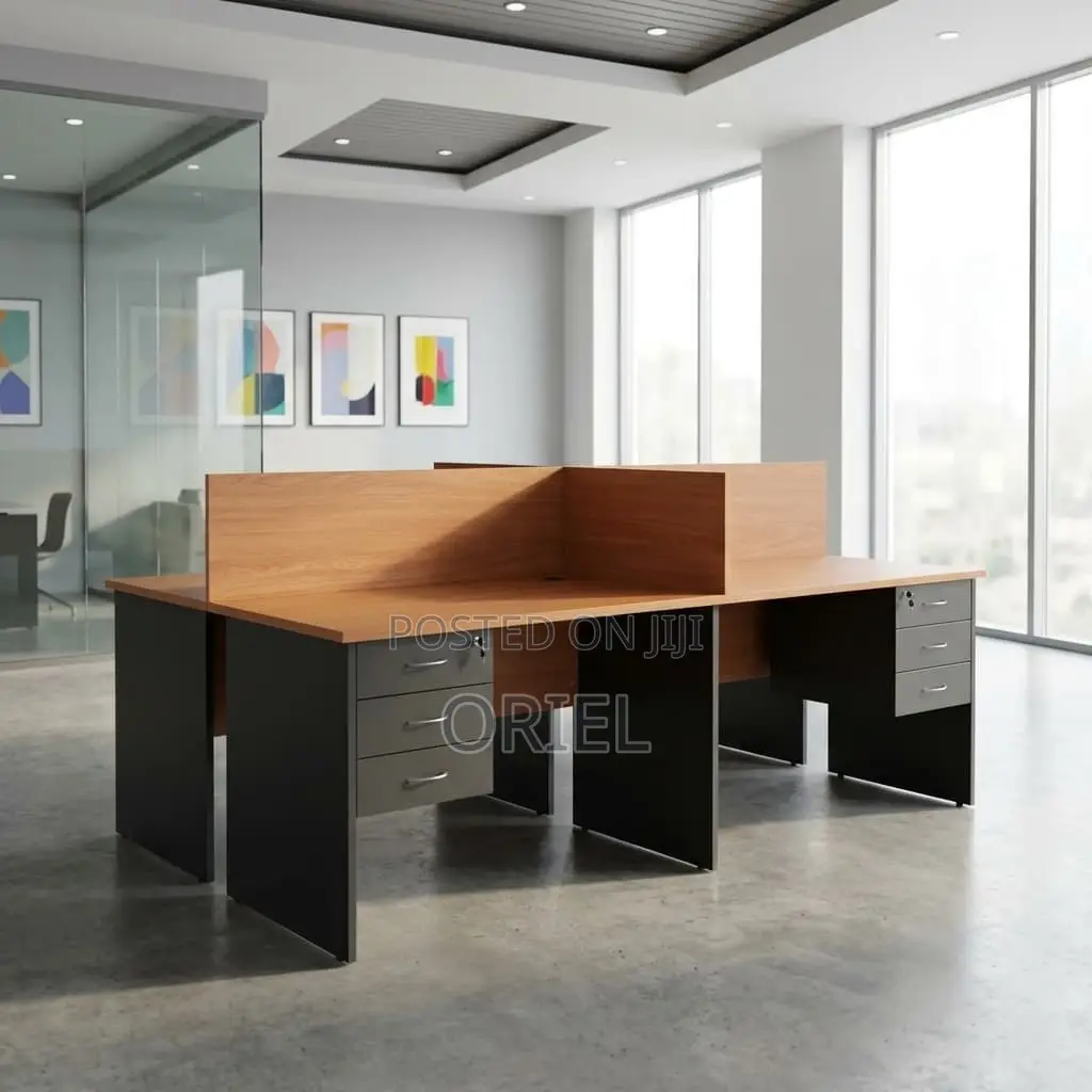 Office Workstation : Local 4-Way Office Workstation With Drawers
