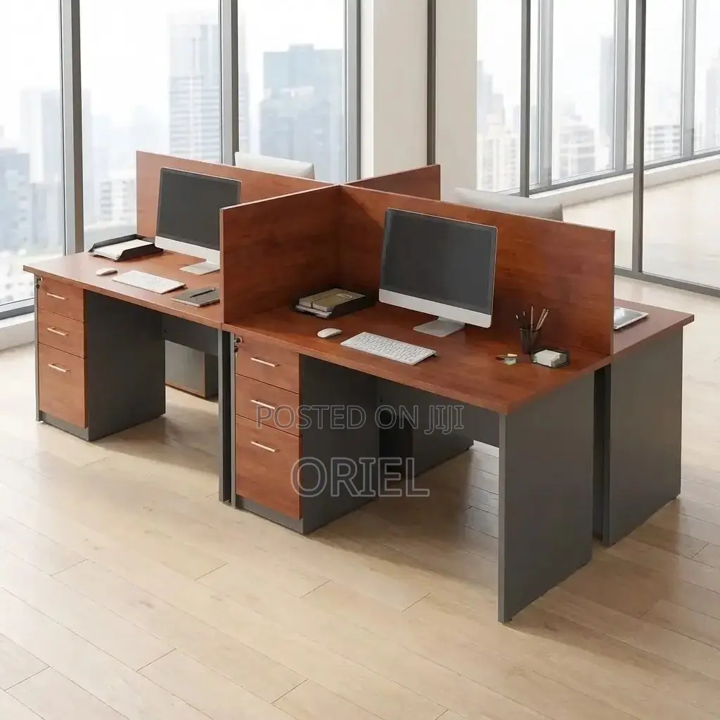 Office Workstation : Local 4-Way Office Workstation With Drawers