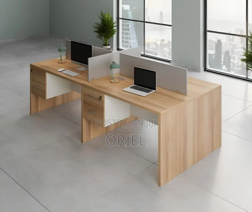 Office Workstation : Local 4-Way Office Workstation With Drawers