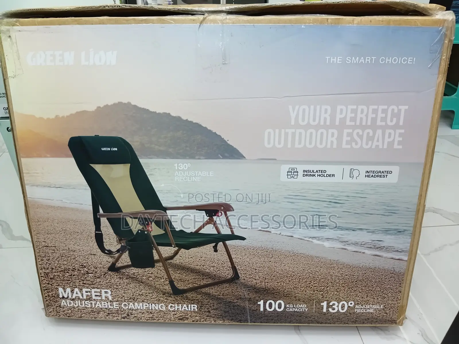 Green Lion Mafer Adjustable Camping Chair In Green.