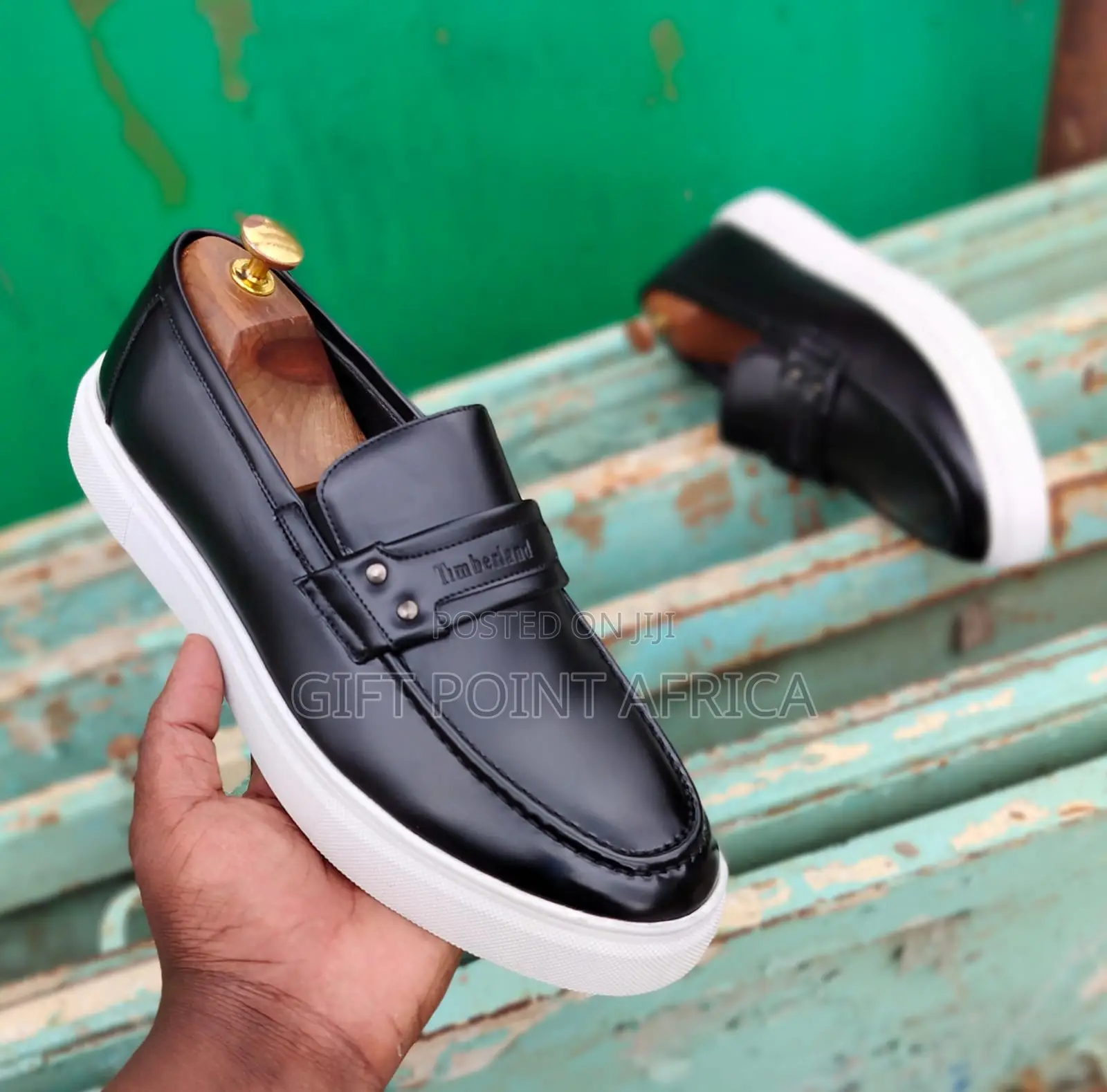 Black Leather Timberland Classic Casual Loafers
