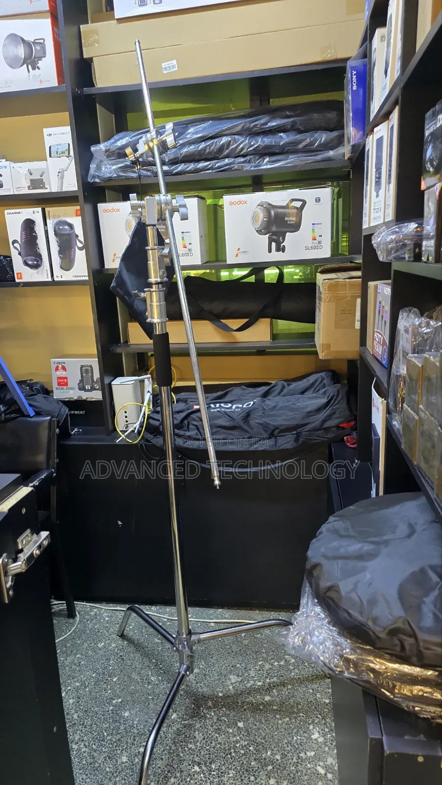 Heavy Duty Silver C Stand With 2 Grip Head and Extension Arm