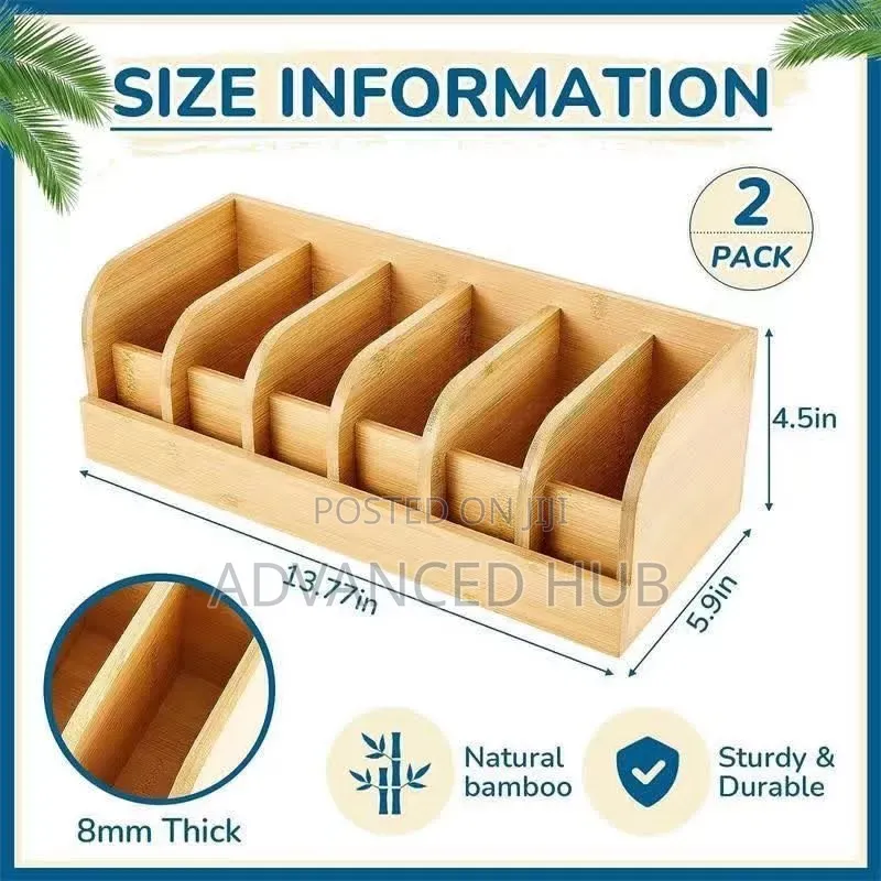 6 Slots Premium Bamboo Belt Organizer