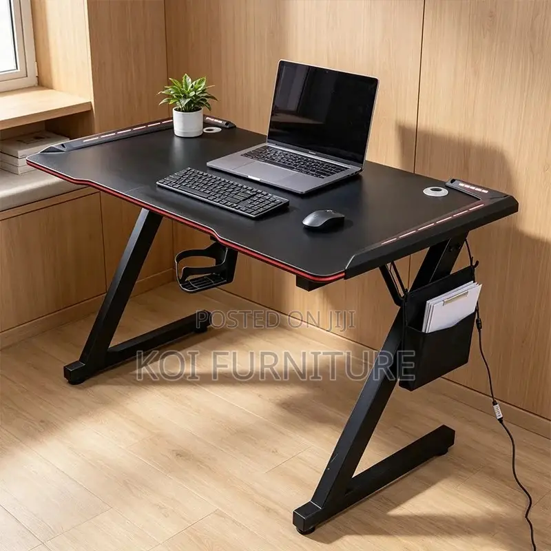 Office Desk; Computer Gaming Desk With Led Lights