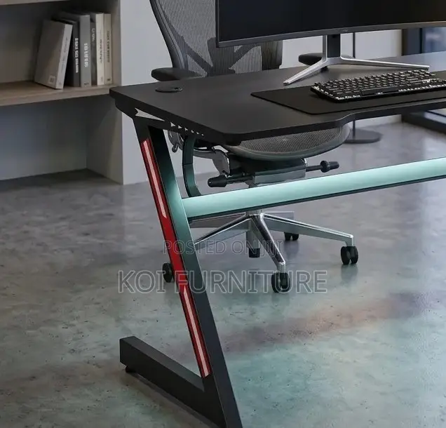 Office Desk; Computer Gaming Desk With Led Lights