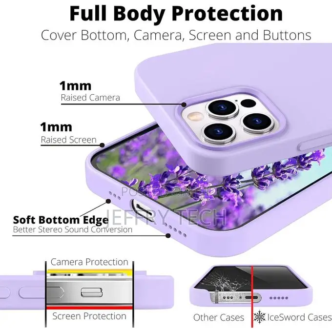 Soft Flexible Silicone Case for Apple iPhone 13 Pro, (Purple)