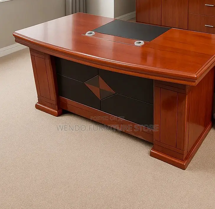 Office Desk; 1.4 Meters Executive Mahogany Office Desk With L Return