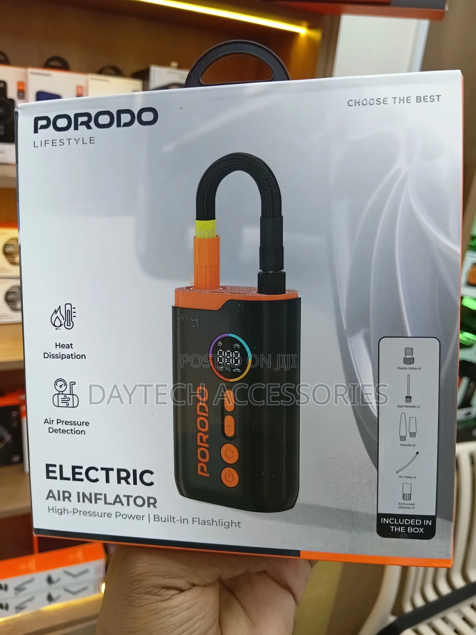 Porodo Lifestyle Electric Air Inflator With 4 Inflation Mode.