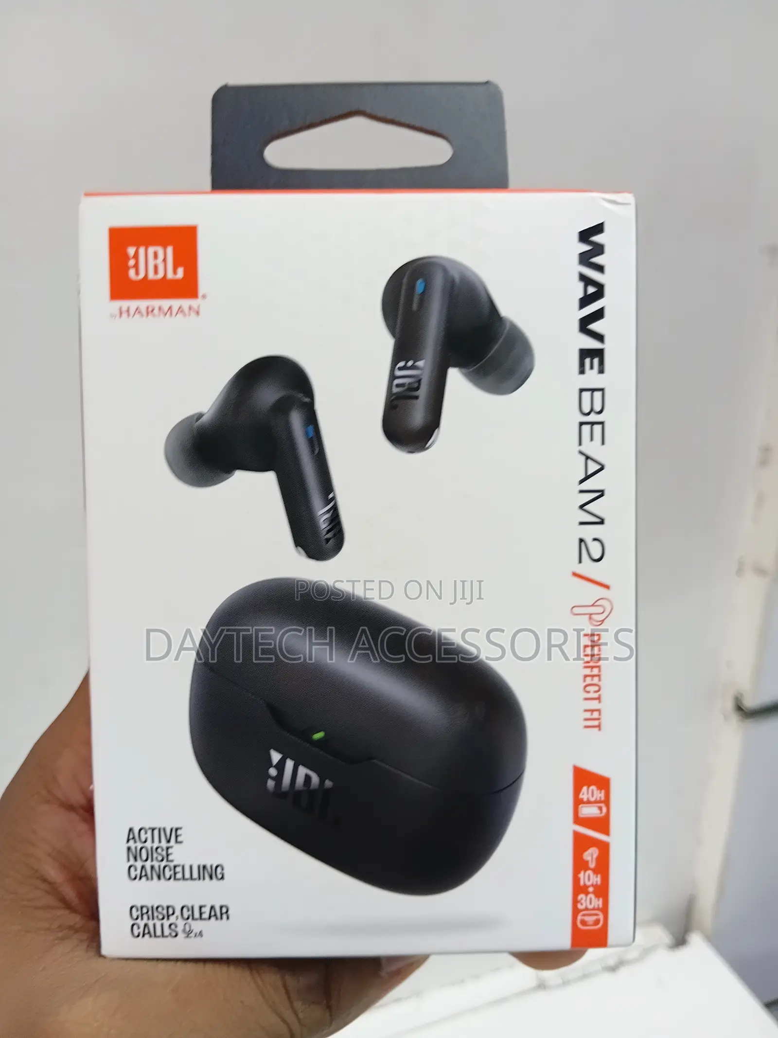 These Are JBL Wave Beam 2 Wireless Noise-Cancelling Earbuds in Black.