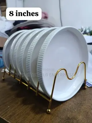 White Ribbed Plates