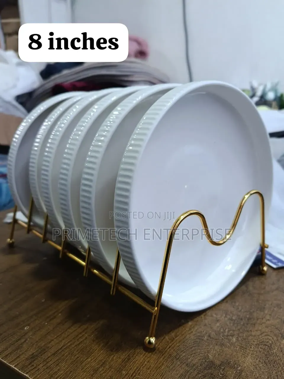 White Ribbed Plates
